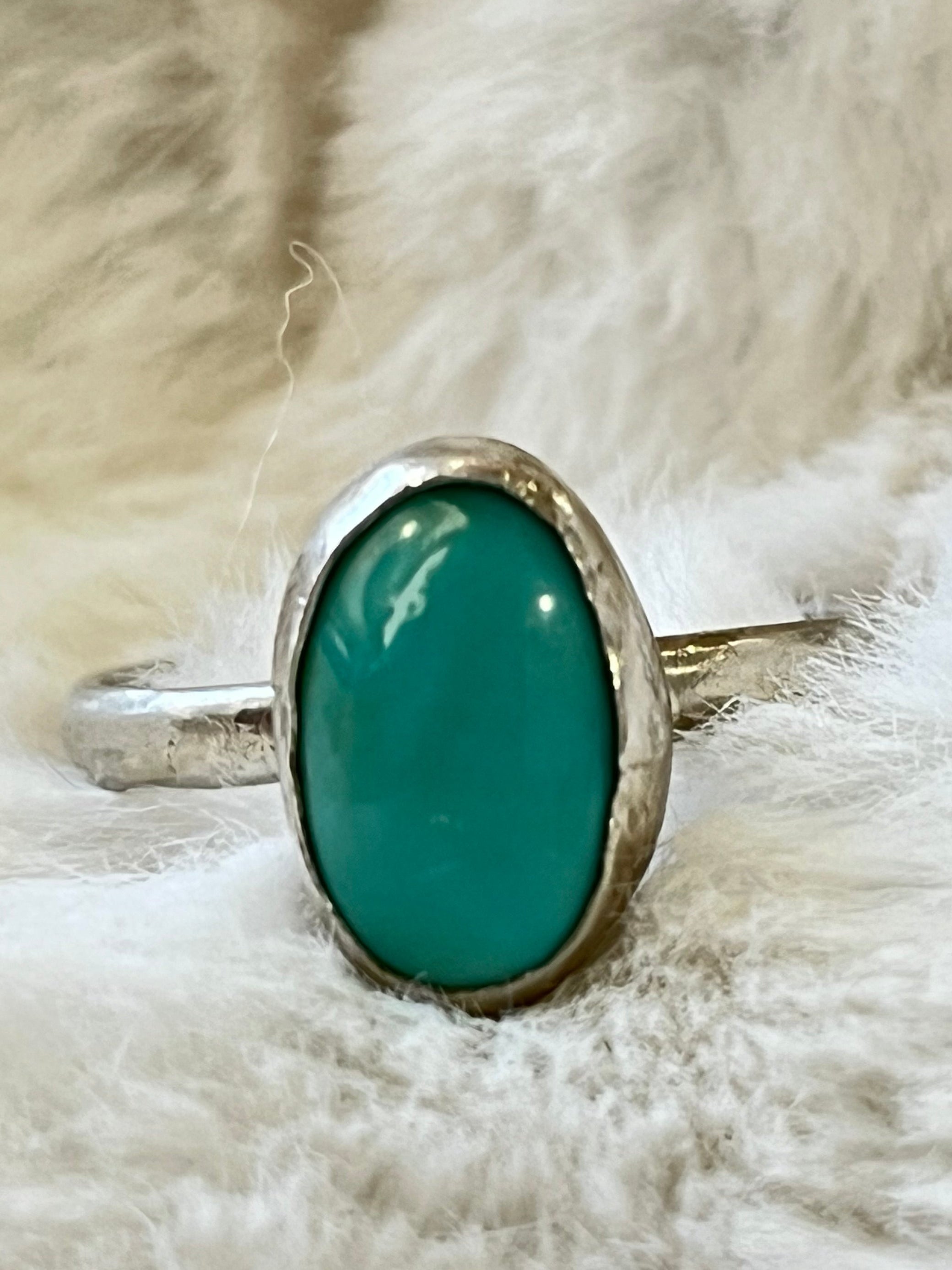 Turquoise sterling silver stacker ring handmade