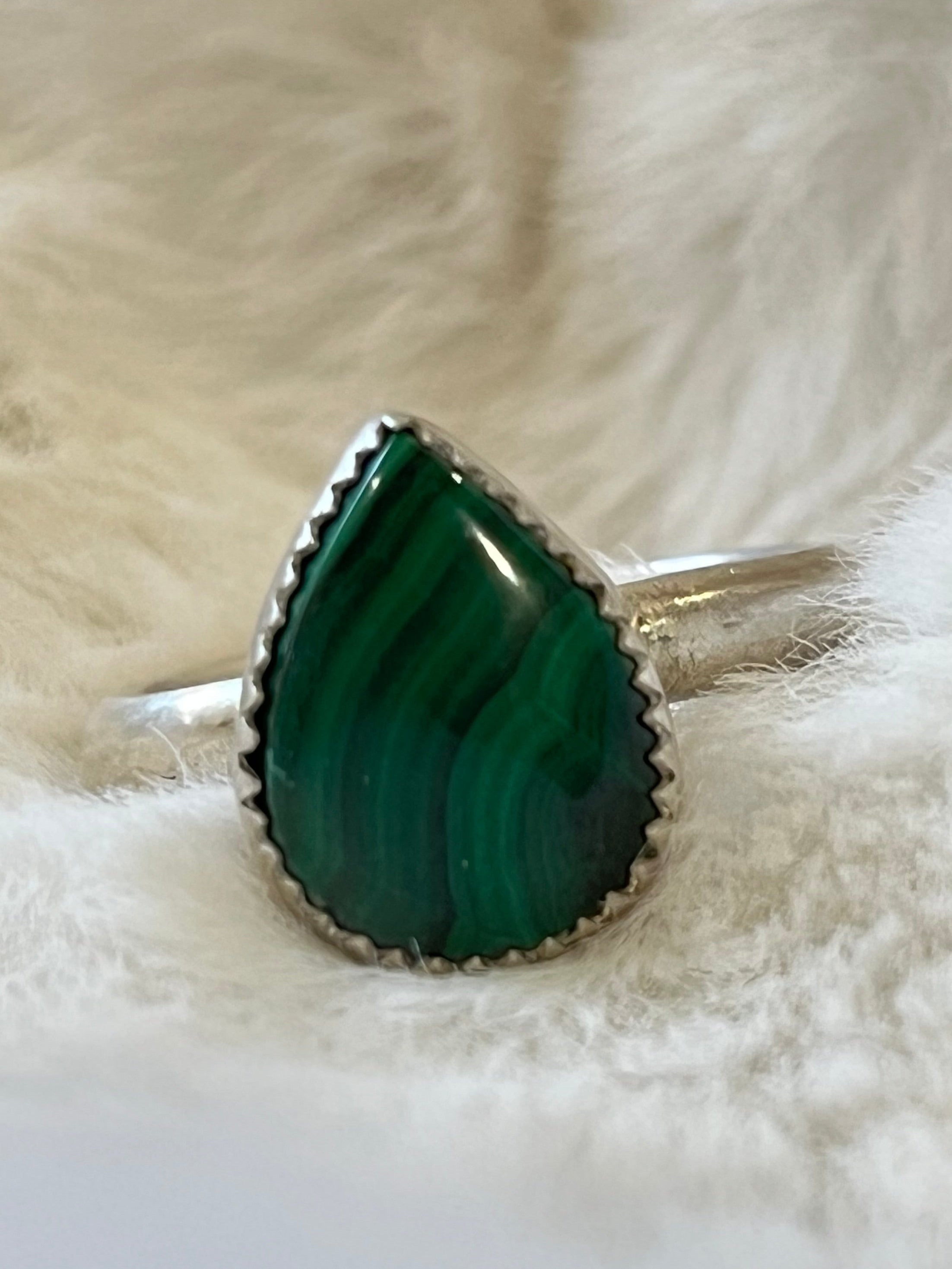 Malachite sterling silver handmade ring
