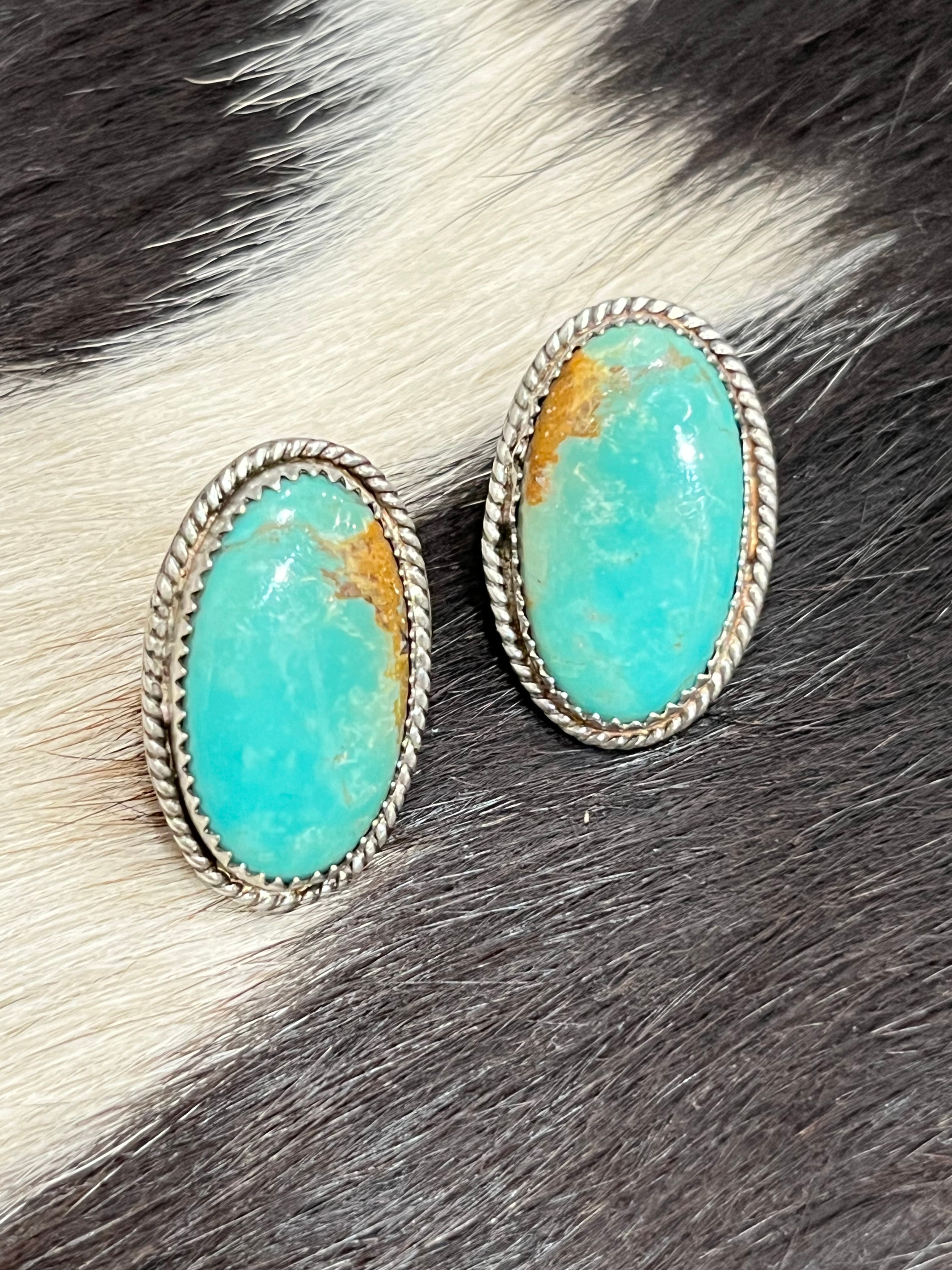 kingman turquoise stud post earrings 